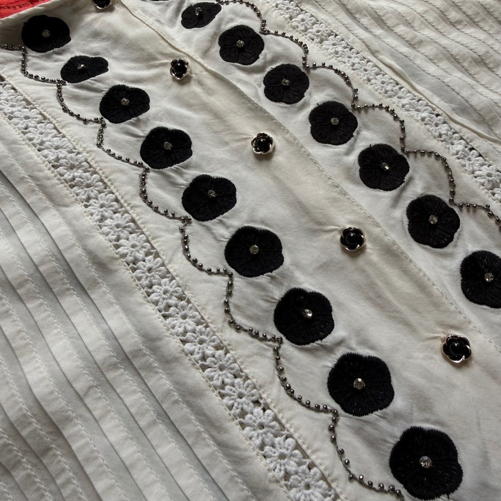 Anthropologie lace embroidered Top S Boho peasant Festival Cottagecore Romantic - Picture 11 of 13